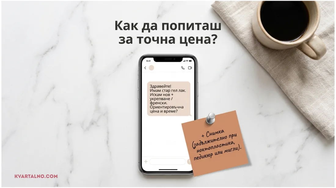 Инфографика с пример как да попитаме салон за точна цена за маникюр