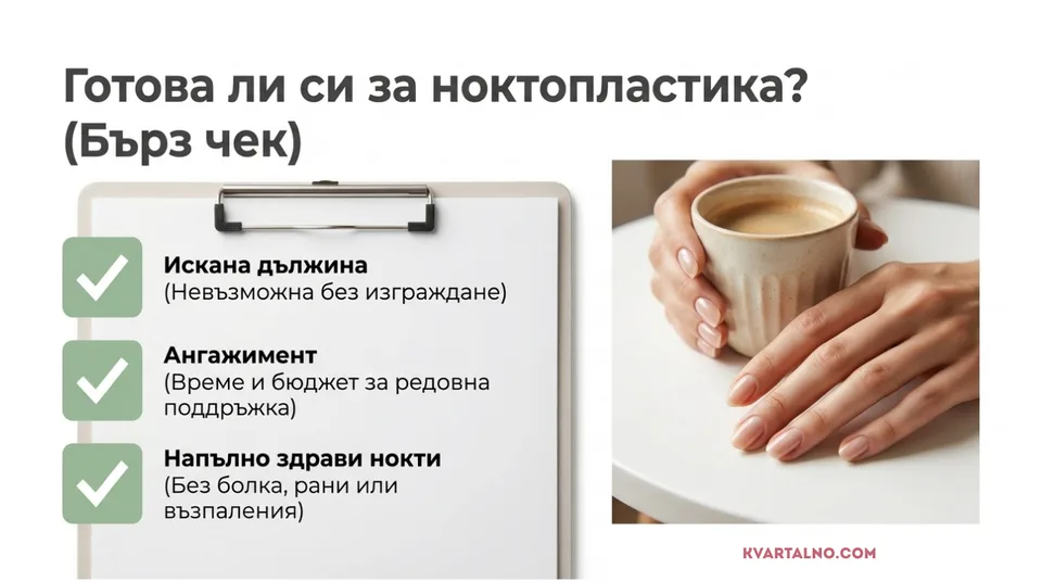 Инфографика готови ли сте за ноктопластика с проверка за дължина, поддръжка и здрави нокти